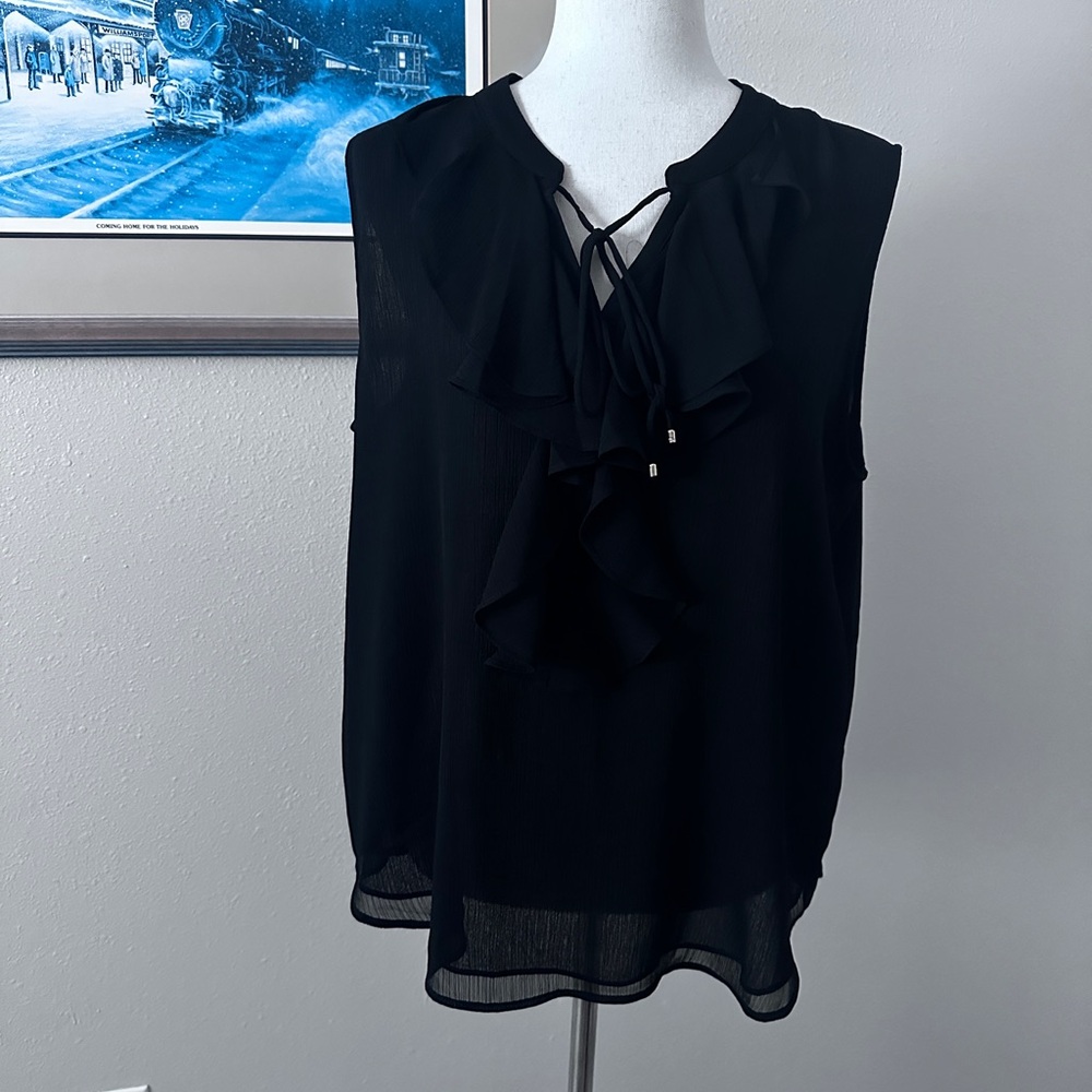 Tommy Hilfiger Black Ruffle Tie-Front Sleeveless Camisole